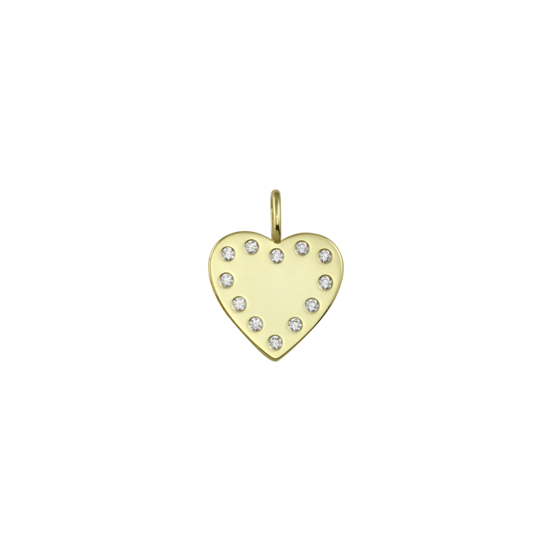 White Stones Heart Charm