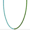Half Turquoise Half Emerald Tennis Necklace