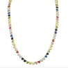 Rainbow Bezel Heart Tennis Necklace