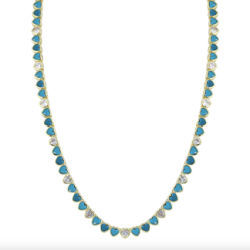 Turquoise Bezel Heart Tennis Necklace
