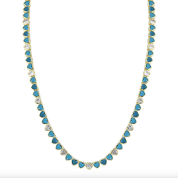 Turquoise Bezel Heart Tennis Necklace