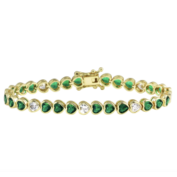 Emerald Bezel Heart Tennis Bracelet
