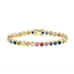 Bezel Heart Rainbow Tennis Bracelet