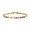 Bezel Heart Rainbow Tennis Bracelet