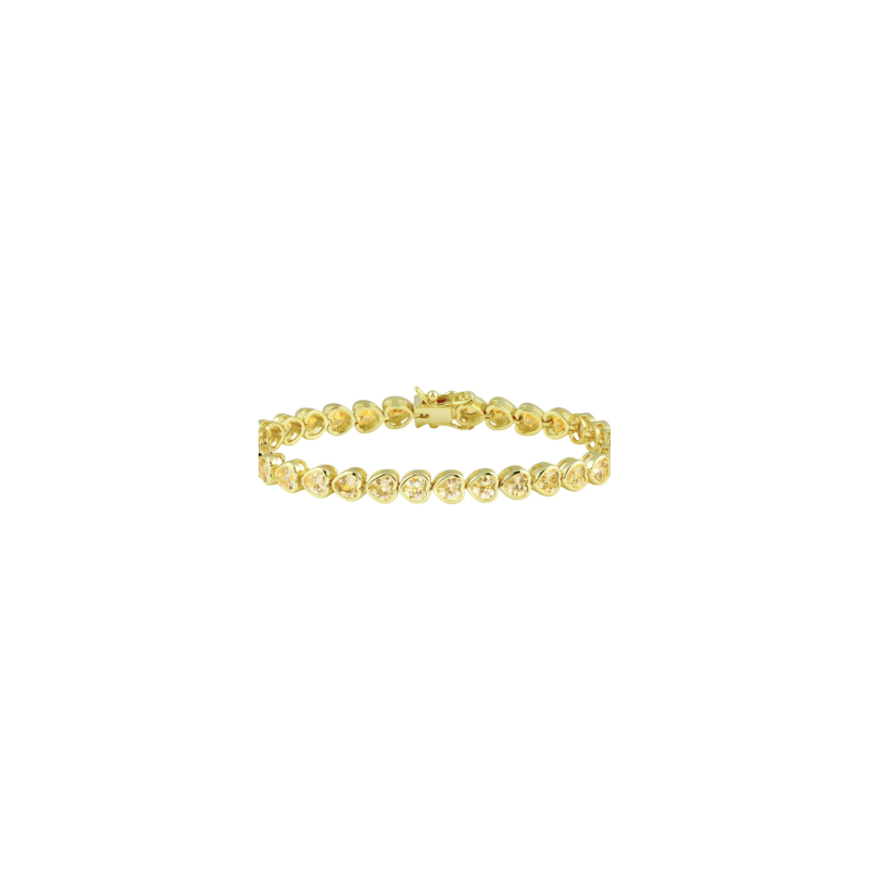 Yellow Bezel Heart Tennis Bracelet