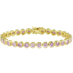 Pink Bezel Heart Tennis Bracelet