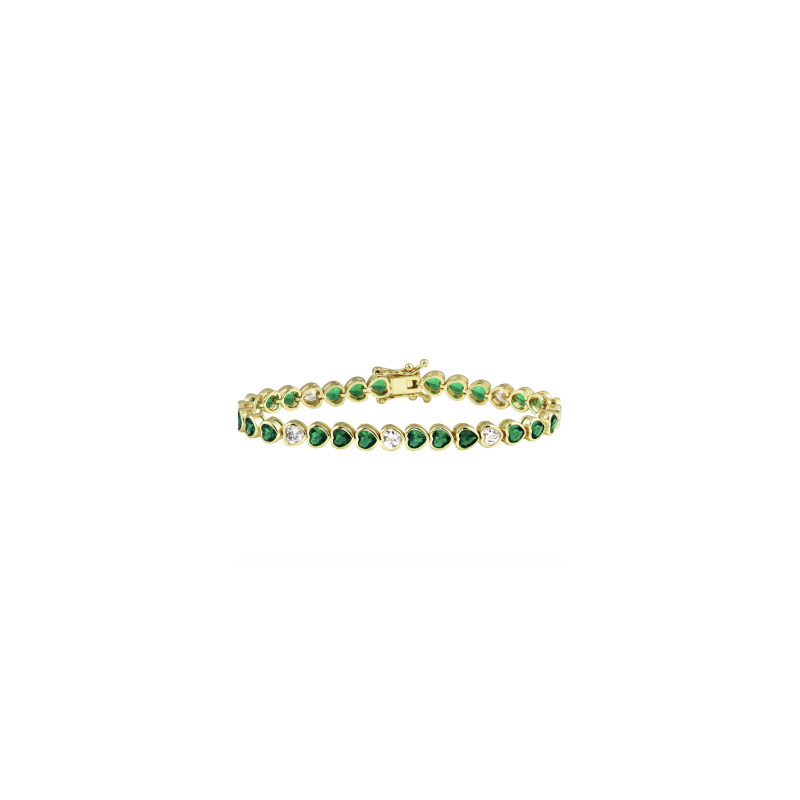 Emerald Bezel Heart Tennis Bracelet