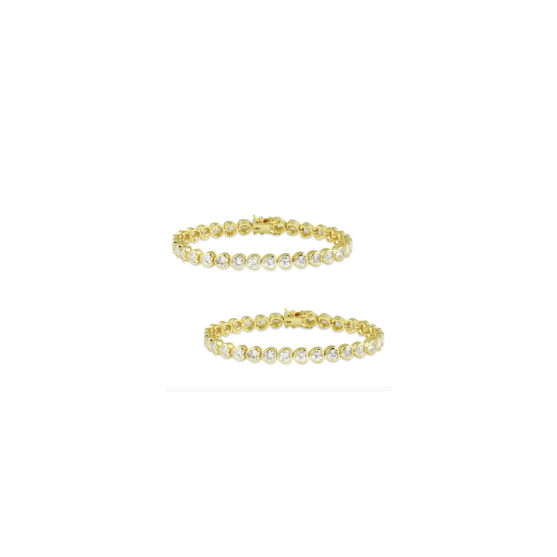 Bezel Heart White Tennis Bracelet