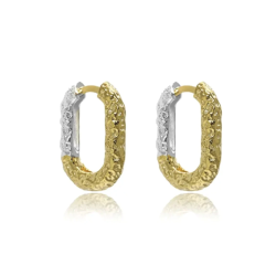 Hammered Two Toned Rectangle Huggies