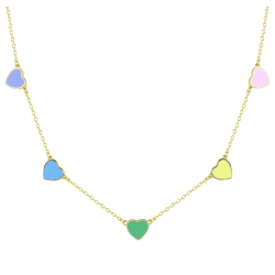 Multi Stone Rainbow Heart Necklace