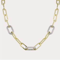 Pave Link Paperclip Necklace