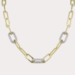 Pave Link Paperclip Necklace