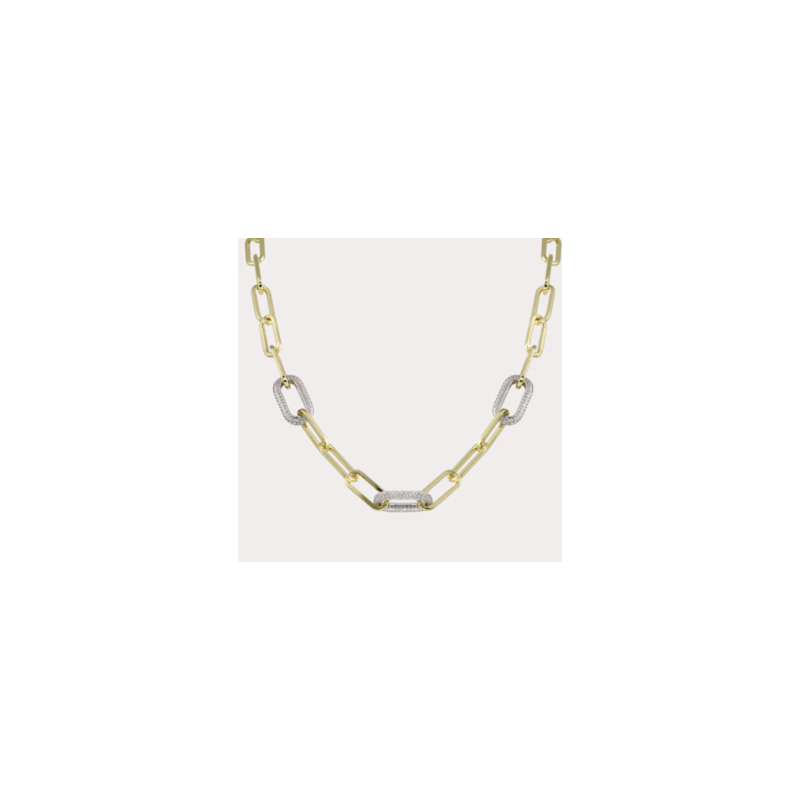 Pave Link Paperclip Necklace
