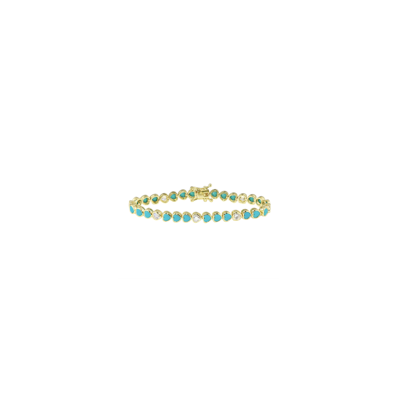 Bezel heart Turquoise Bracelet