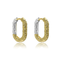 Hammered Two Toned Rectangle Huggies